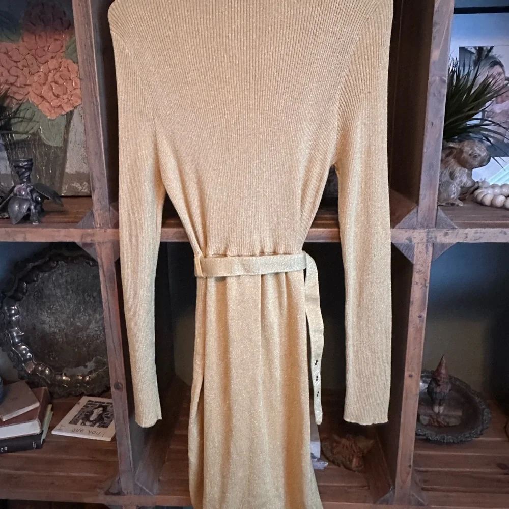 Free People French Girl Mini Dress in gold - Picture 5 of 6